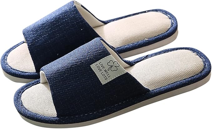 Breathable Linen OpenToe Slippers For Men  Women  Lightweight Indoor Comfort 6