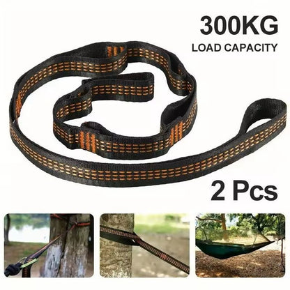 Heavy-Duty Hammock Straps Set – 2PCS Reinforced Polyester with 5 Metal Rings for Outdoor Camping