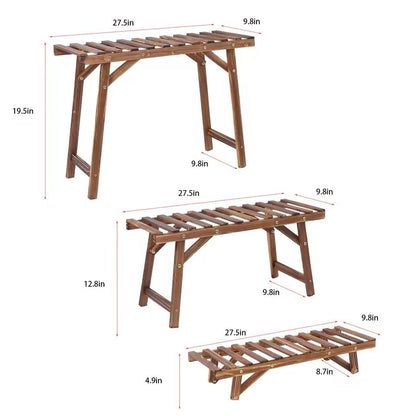 3Tier Wooden Ladder Plant Stand  Indoor Outdoor Freestanding Shelf For Pots And Decor 1