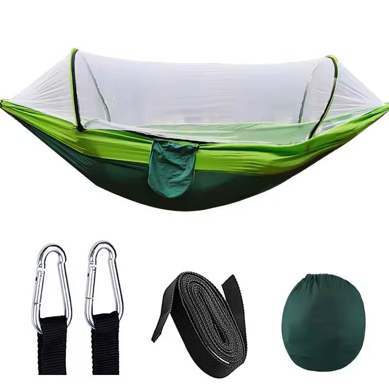 Outdoor Camping Hammock With Mosquito Net Lightweight Parachute Fabric Bed 1