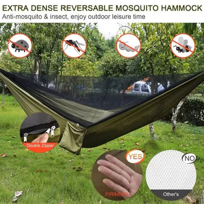 Outdoor Camping Hammock With Mosquito Net Lightweight Parachute Fabric Bed 2