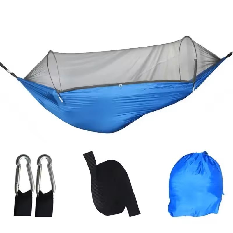 Outdoor Camping Hammock With Mosquito Net Lightweight Parachute Fabric Bed 7