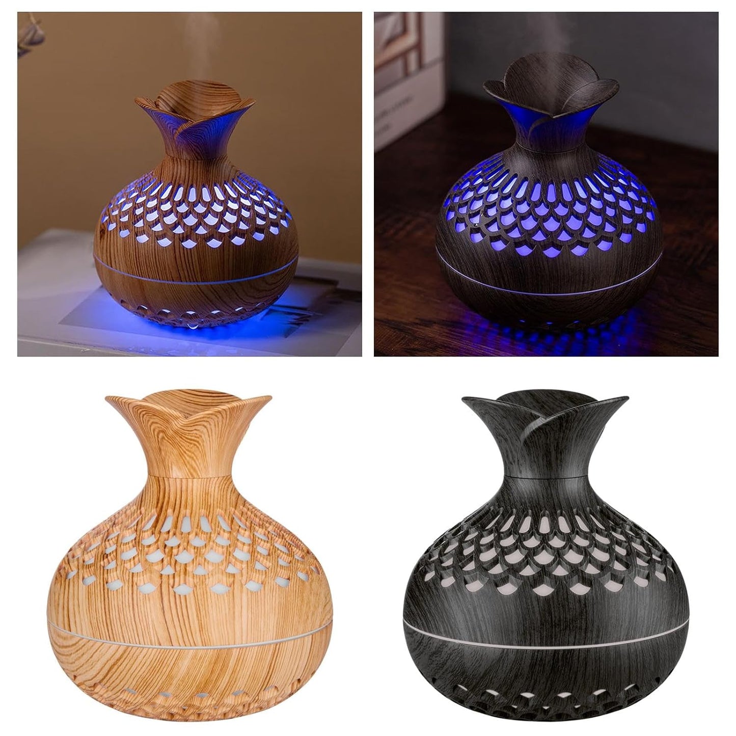 SerenityMist 300ml Wood Grain USB Aroma Diffuser & Humidifier