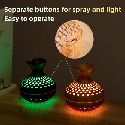 SerenityMist 300ml Wood Grain USB Aroma Diffuser  Humidifier 4