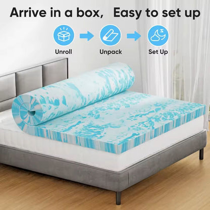Gel Memory Foam Mattress Topper Full Size 2 Or 3 Inch Cooling Breathable Bed Layer 1