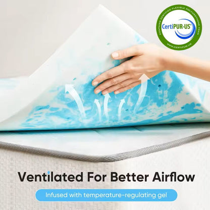 Gel Memory Foam Mattress Topper Full Size 2 Or 3 Inch Cooling Breathable Bed Layer 8