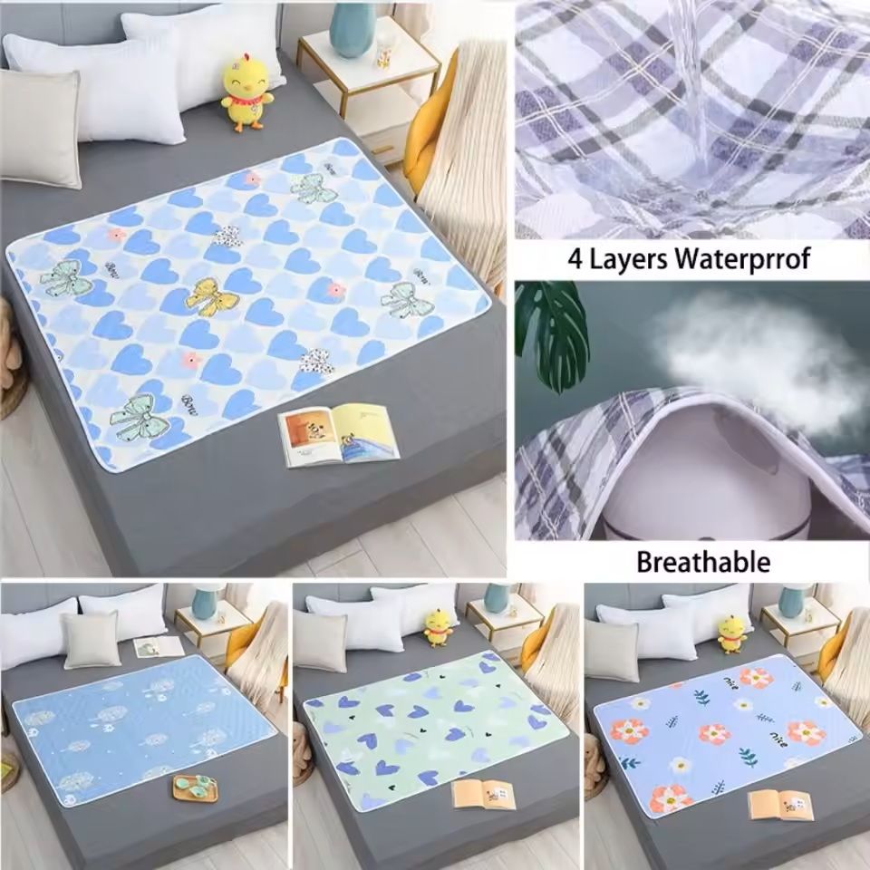 Washable Waterproof Underpad 100x150cm Soft Leakproof Bed Protector For Baby Or Adult 2