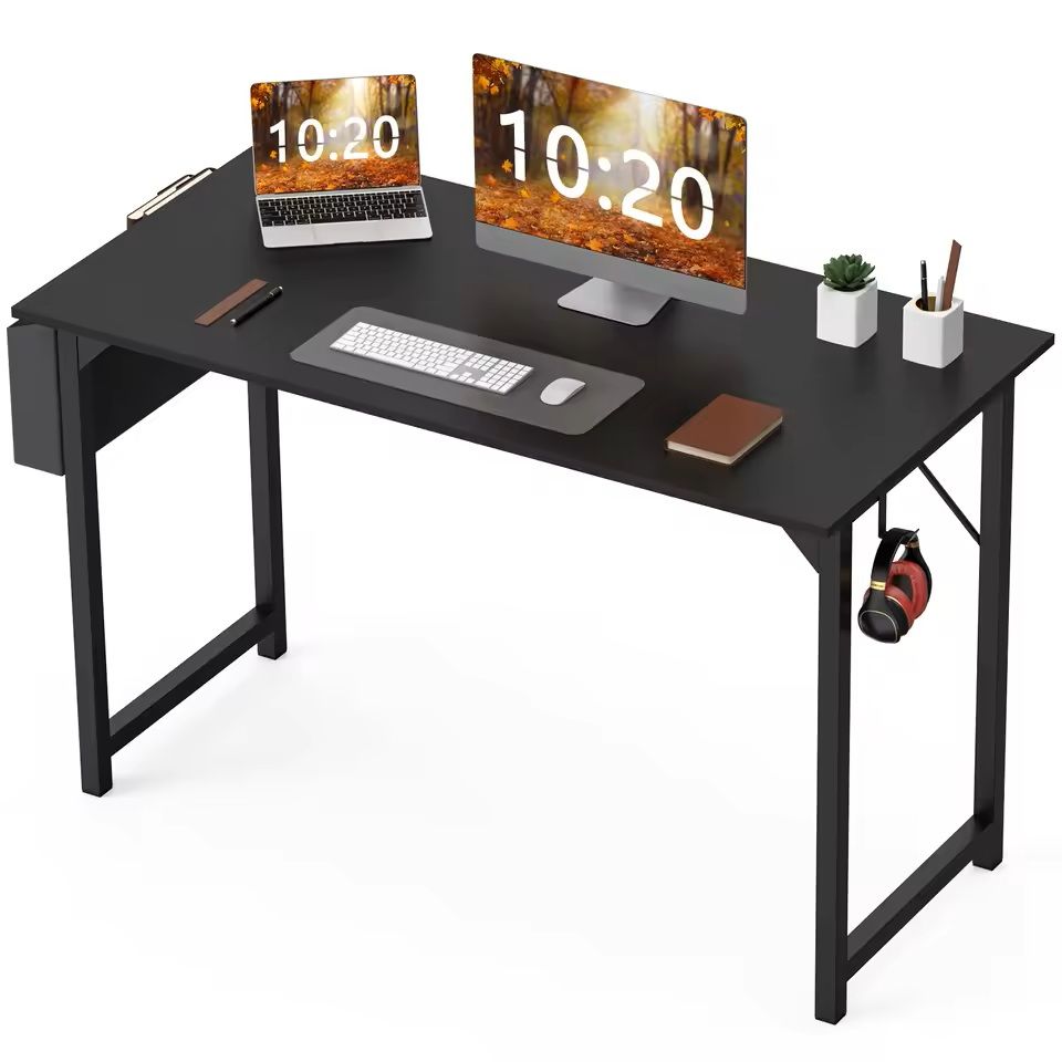 Compact Computer Desk with Side Bag and Headphone Hook Modern Study or Gaming Table