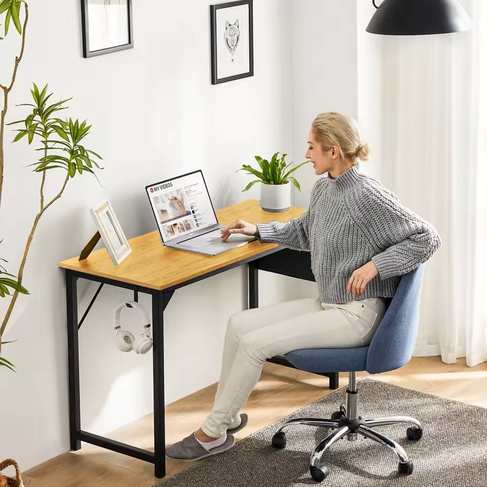 Compact Computer Desk With Side Bag And Headphone Hook Modern Study Or Gaming Table 1