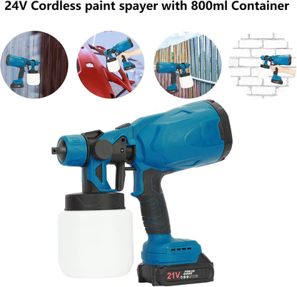 Cordless HVLP Paint Sprayer  600W Handheld Electric Paint Gun With 3 Spray Patterns And 800 7