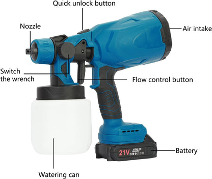 Cordless HVLP Paint Sprayer  600W Handheld Electric Paint Gun With 3 Spray Patterns And 800 5