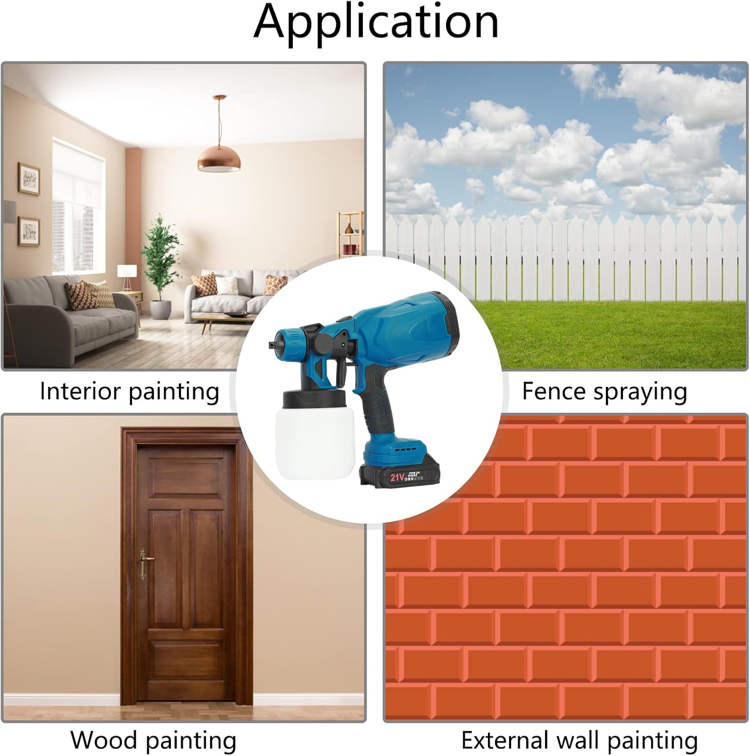 Cordless HVLP Paint Sprayer  600W Handheld Electric Paint Gun With 3 Spray Patterns And 800 4