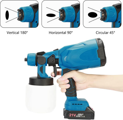 Cordless HVLP Paint Sprayer  600W Handheld Electric Paint Gun With 3 Spray Patterns And 800 2
