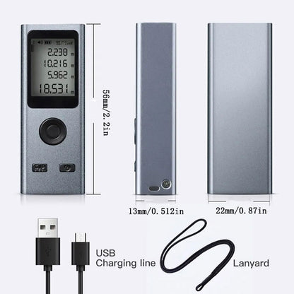 Digital Laser Tape Measure 30m/50m, USB Charge, Aluminum Body