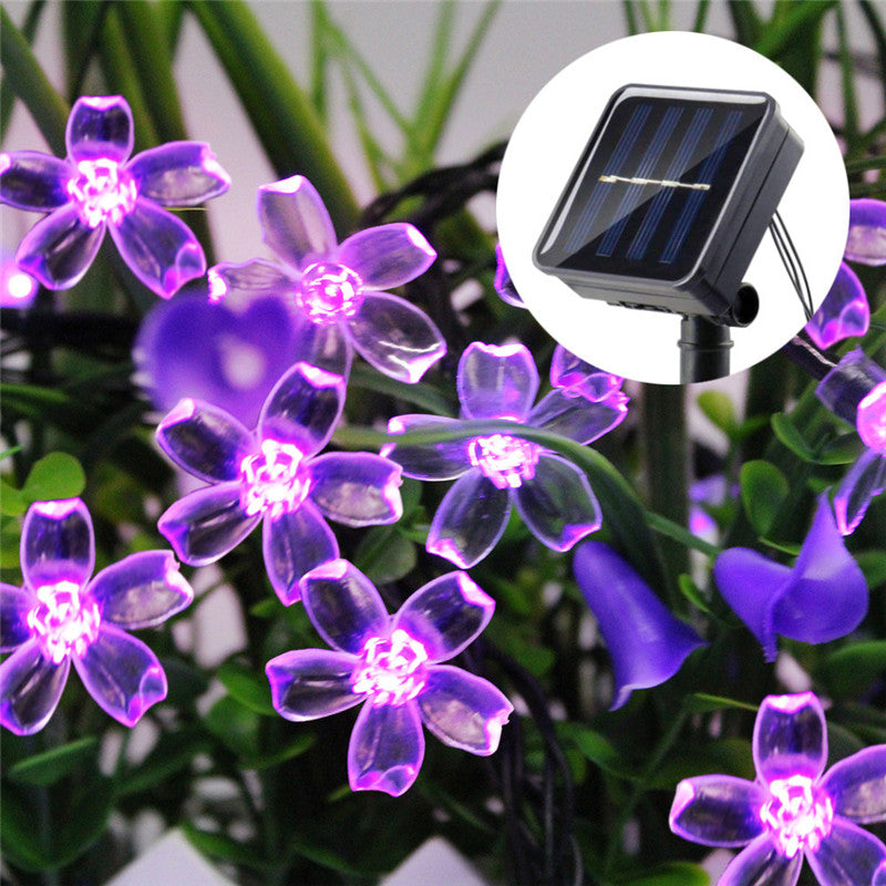 Solar Cherry Blossom String Lights, 20 LED Fairy Lights for Garden, Wedding & Outdoor Decor