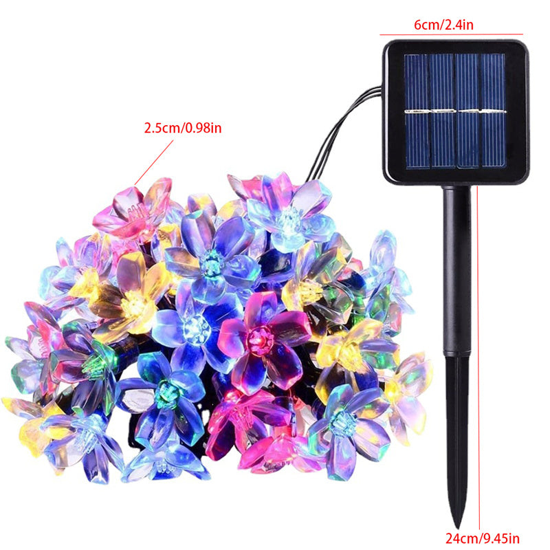 Solar Cherry Blossom String Lights 20 LED Fairy Lights For Garden Wedding  Outdoor Decor 2