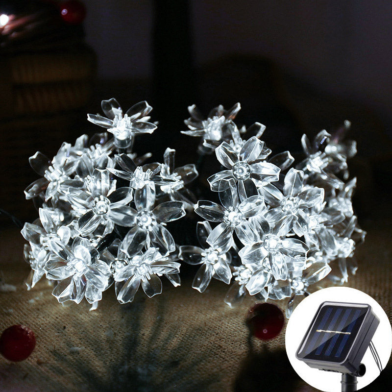 Solar Cherry Blossom String Lights 20 LED Fairy Lights For Garden Wedding  Outdoor Decor 7