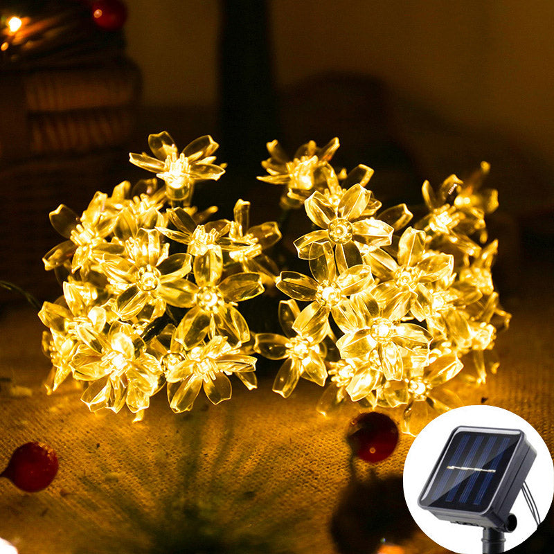 Solar Cherry Blossom String Lights 20 LED Fairy Lights For Garden Wedding  Outdoor Decor 9
