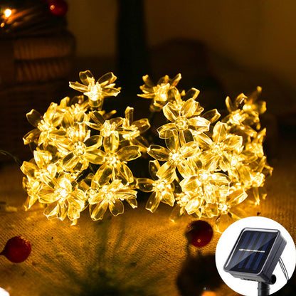 Solar Cherry Blossom String Lights 20 LED Fairy Lights For Garden Wedding  Outdoor Decor 9