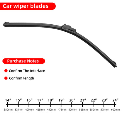 Universal Hook-Type Car Windshield Wiper Blades, Soft Rubber Frameless & Bracketless Design for 0-Streak Wiping
