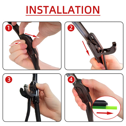 Universal Hook-Type Car Windshield Wiper Blades, Soft Rubber Frameless & Bracketless Design for 0-Streak Wiping