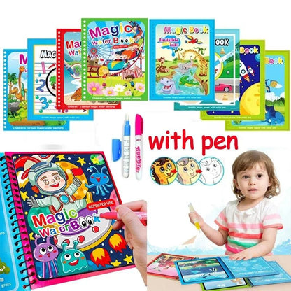 Reusable Water Drawing Magic Book With Pen Montessori Educational Toy For Toddlers  Kids Early Lear 1