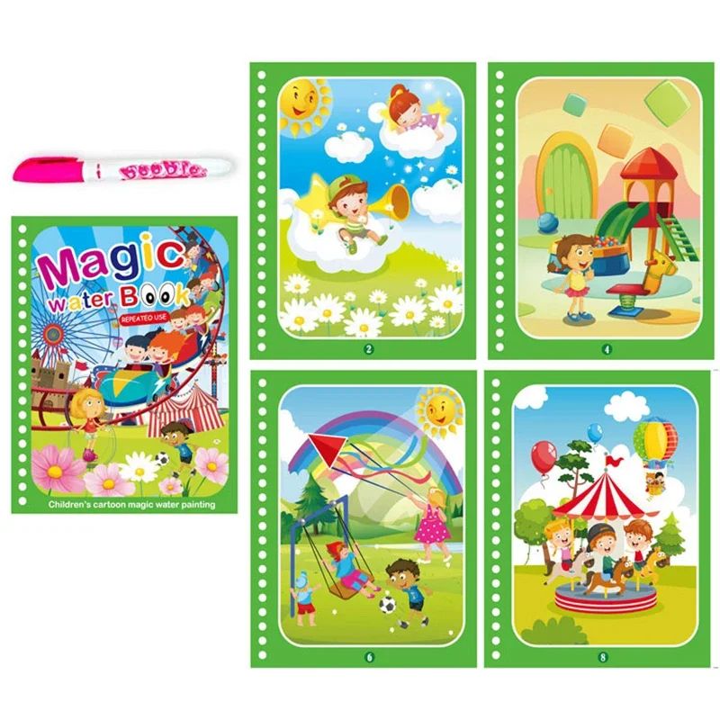 Reusable Water Drawing Magic Book With Pen Montessori Educational Toy For Toddlers  Kids Early Lear 7
