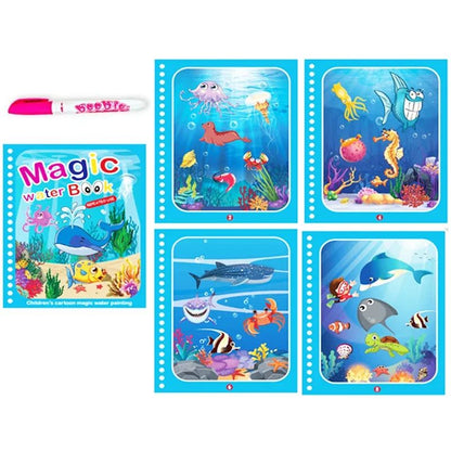 Reusable Water Drawing Magic Book With Pen Montessori Educational Toy For Toddlers  Kids Early Lear 8