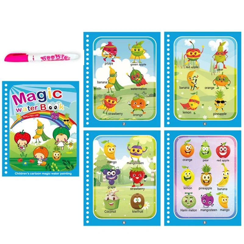 Reusable Water Drawing Magic Book With Pen Montessori Educational Toy For Toddlers  Kids Early Lear 9