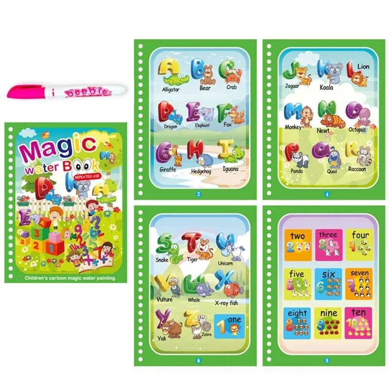Reusable Water Drawing Magic Book With Pen Montessori Educational Toy For Toddlers  Kids Early Lear 12