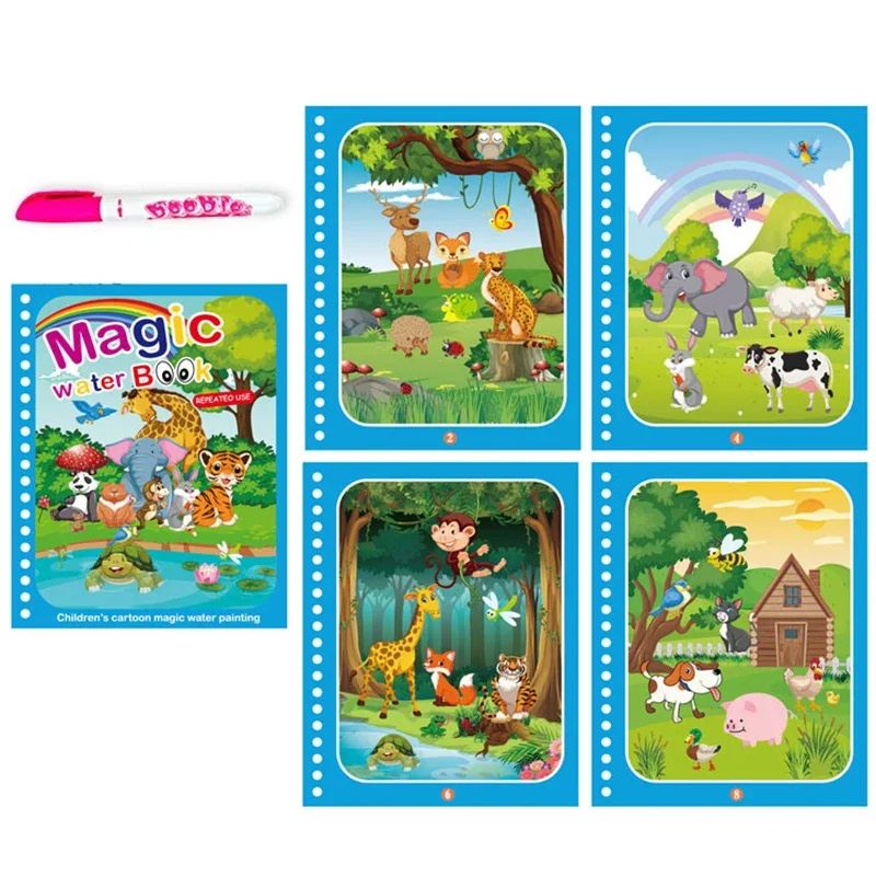 Reusable Water Drawing Magic Book With Pen Montessori Educational Toy For Toddlers  Kids Early Lear 13