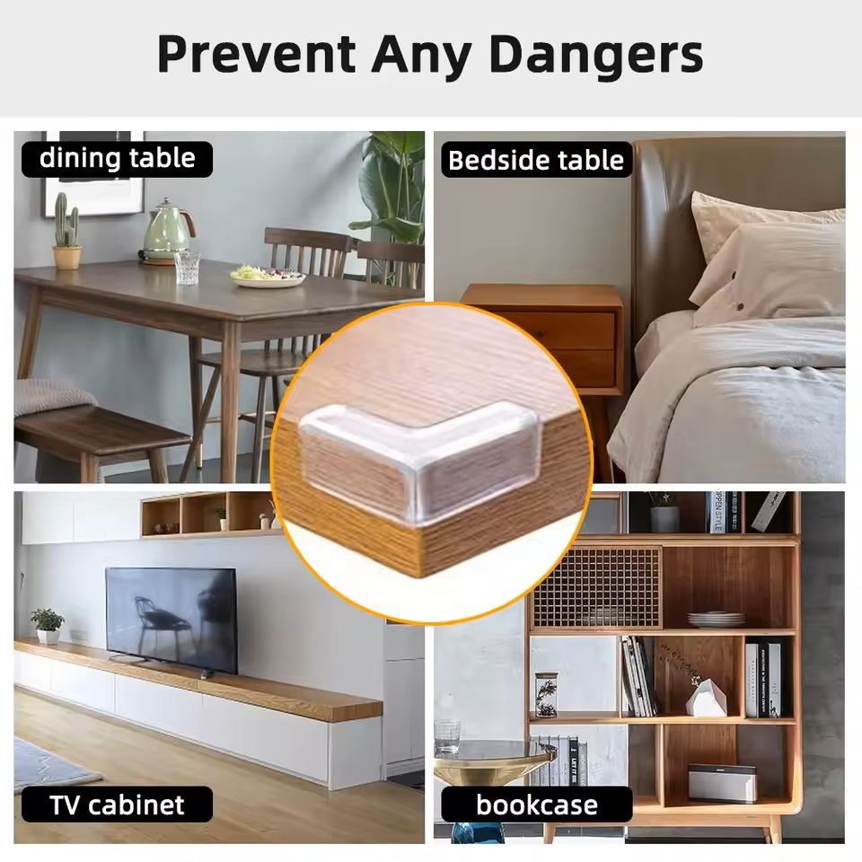 Silicone Corner Protectors For Furniture Baby Safety Cushions 4 To 20 Pack Clear Or Black 8