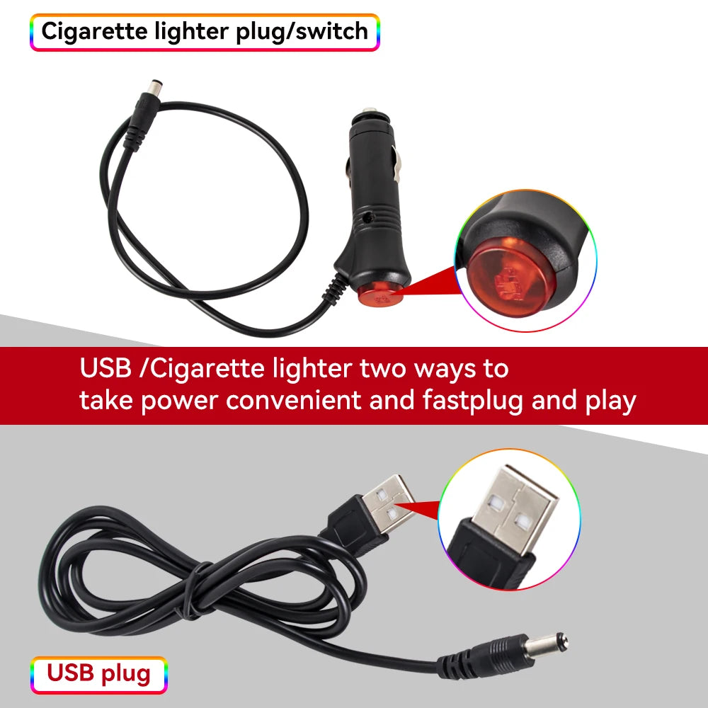 RGB Car LED Interior Lights Wireless Remote & Music Sync, USB Powered Ambient Footwell Lighting for Custom Car Decor