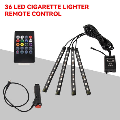RGB Car LED Interior Lights Wireless Remote & Music Sync, USB Powered Ambient Footwell Lighting for Custom Car Decor