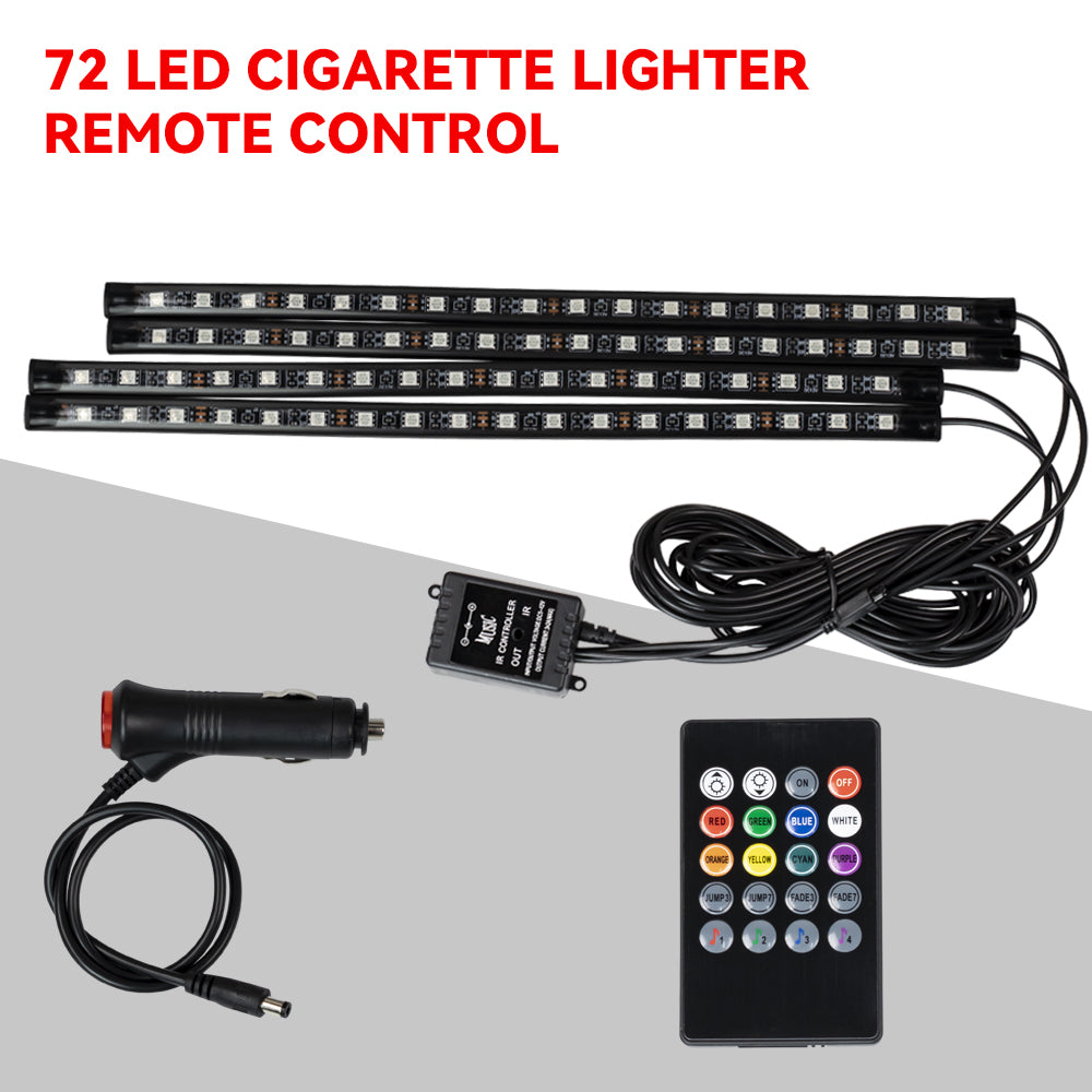 RGB Car LED Interior Lights Wireless Remote & Music Sync, USB Powered Ambient Footwell Lighting for Custom Car Decor