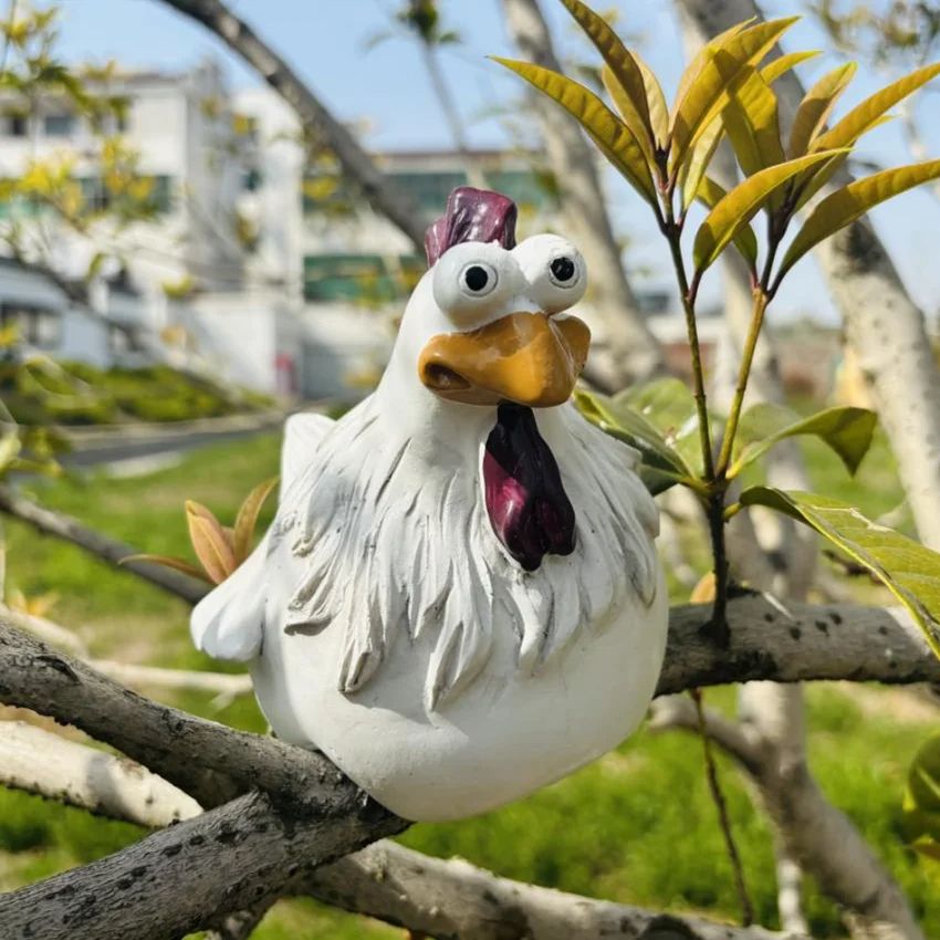 Resin Funny Chicken Fence Decor Statues Farm Yard Hen Sculpture Art For Garden Courtyard Home Decor 4