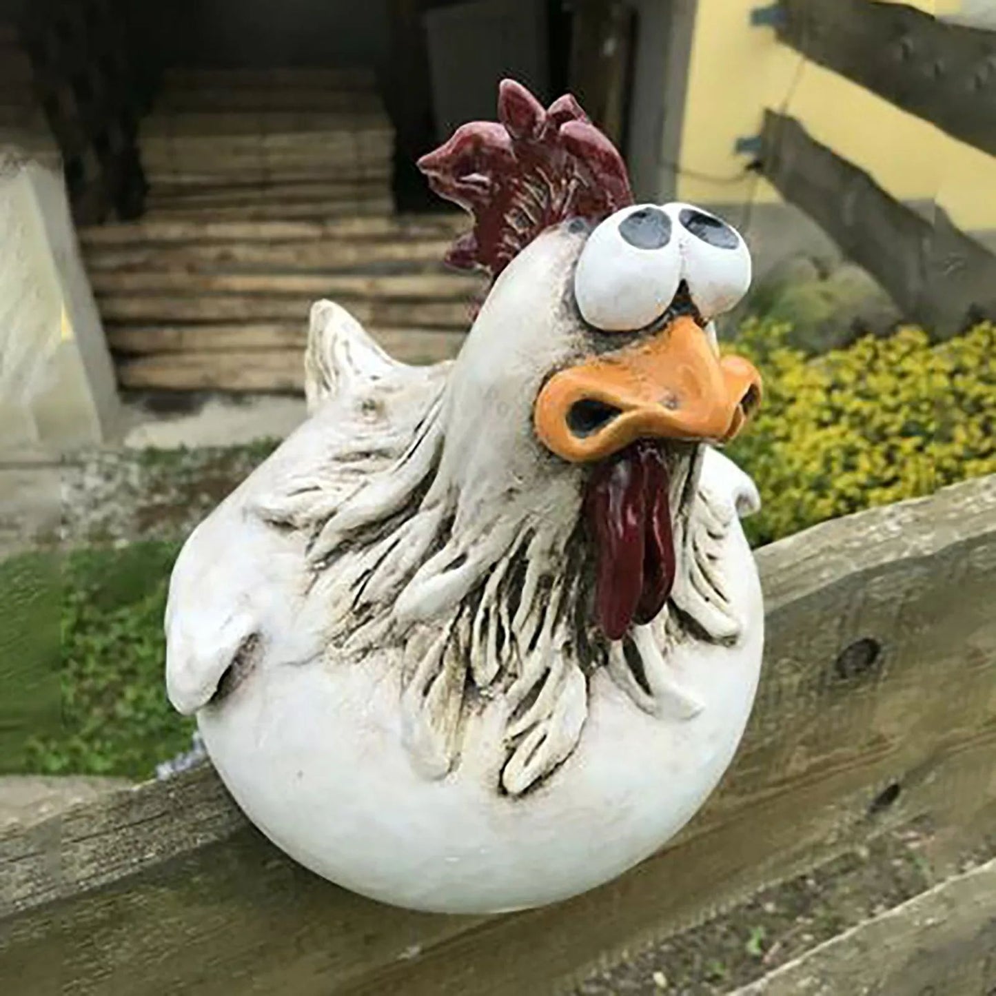 Resin Funny Chicken Fence Decor Statues Farm Yard Hen Sculpture Art For Garden Courtyard Home Decor 6