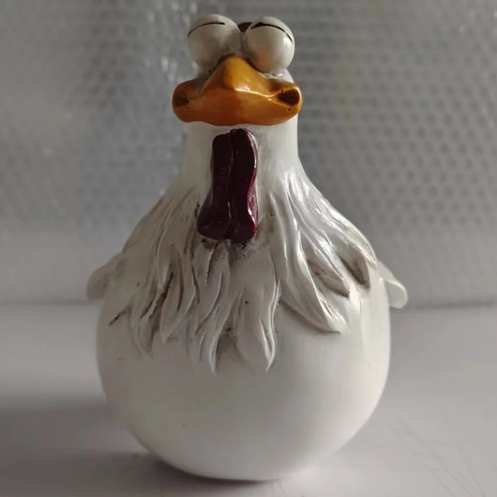 Resin Funny Chicken Fence Decor Statues Farm Yard Hen Sculpture Art For Garden Courtyard Home Decor 8