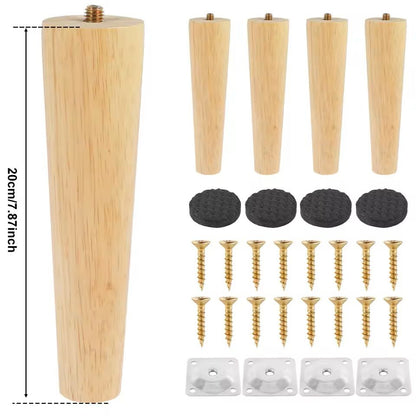Wooden Furniture Legs Set Of 4 Solid Wood Replacement Feet Slanted Or Straight Style 1