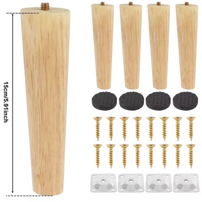 Wooden Furniture Legs Set Of 4 Solid Wood Replacement Feet Slanted Or Straight Style 2