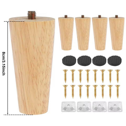 Wooden Furniture Legs Set Of 4 Solid Wood Replacement Feet Slanted Or Straight Style 13