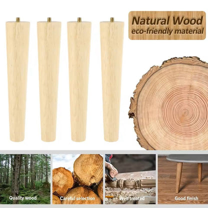Wooden Furniture Legs Set Of 4 Solid Wood Replacement Feet Slanted Or Straight Style 4