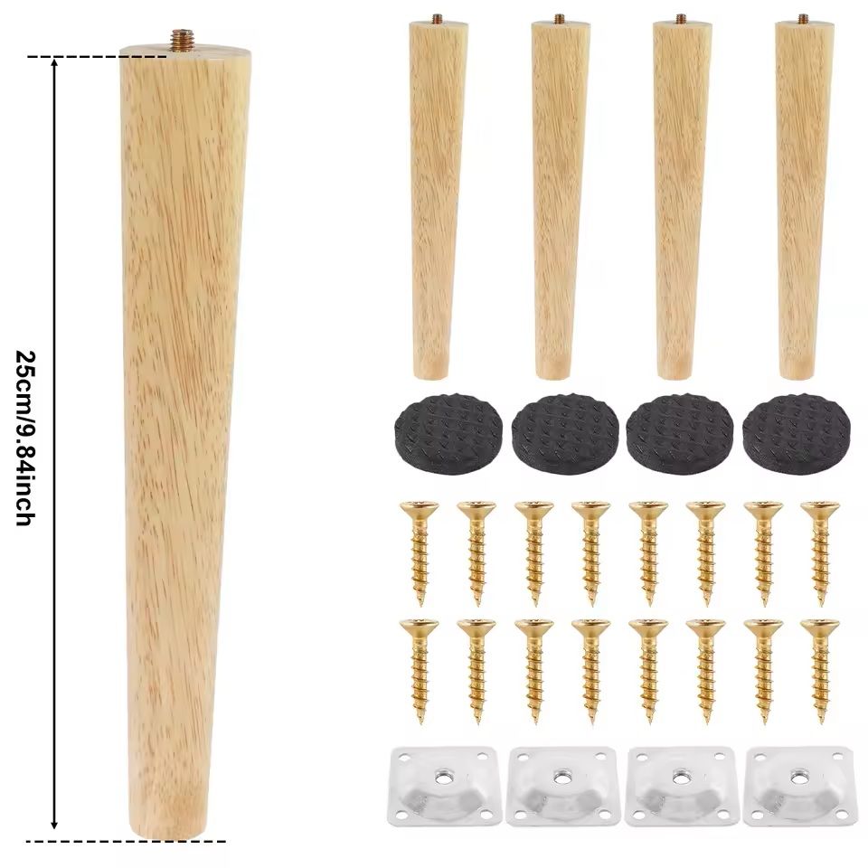 Wooden Furniture Legs Set Of 4 Solid Wood Replacement Feet Slanted Or Straight Style 5