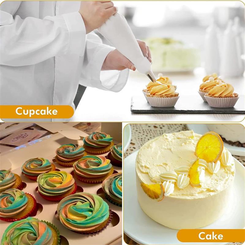 Premium Stainless Steel Nozzle Tips Set with Silicone Piping Bags, DIY Cake Decorating Kit for Beginners