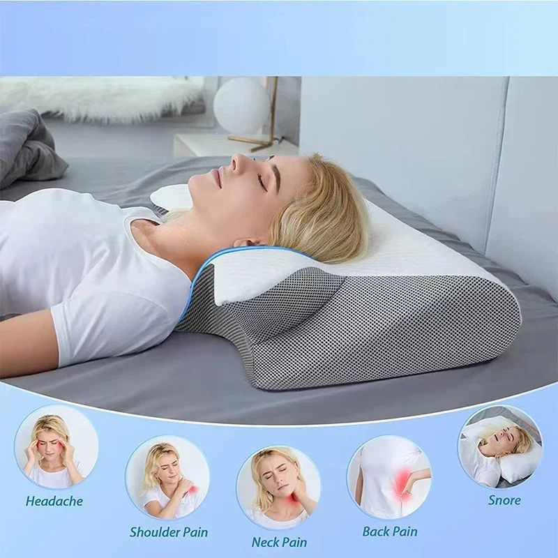 Ergonomic Memory Foam Pillow Cervical Orthopedic Neck Support For Sleeping  Travel 1