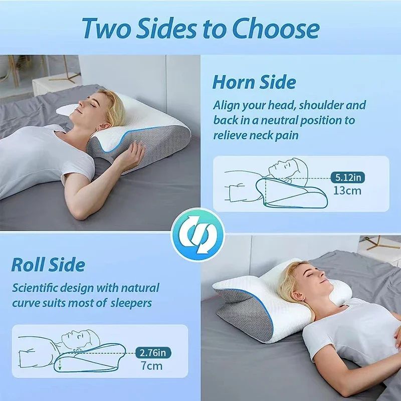 Ergonomic Memory Foam Pillow Cervical Orthopedic Neck Support For Sleeping  Travel 2