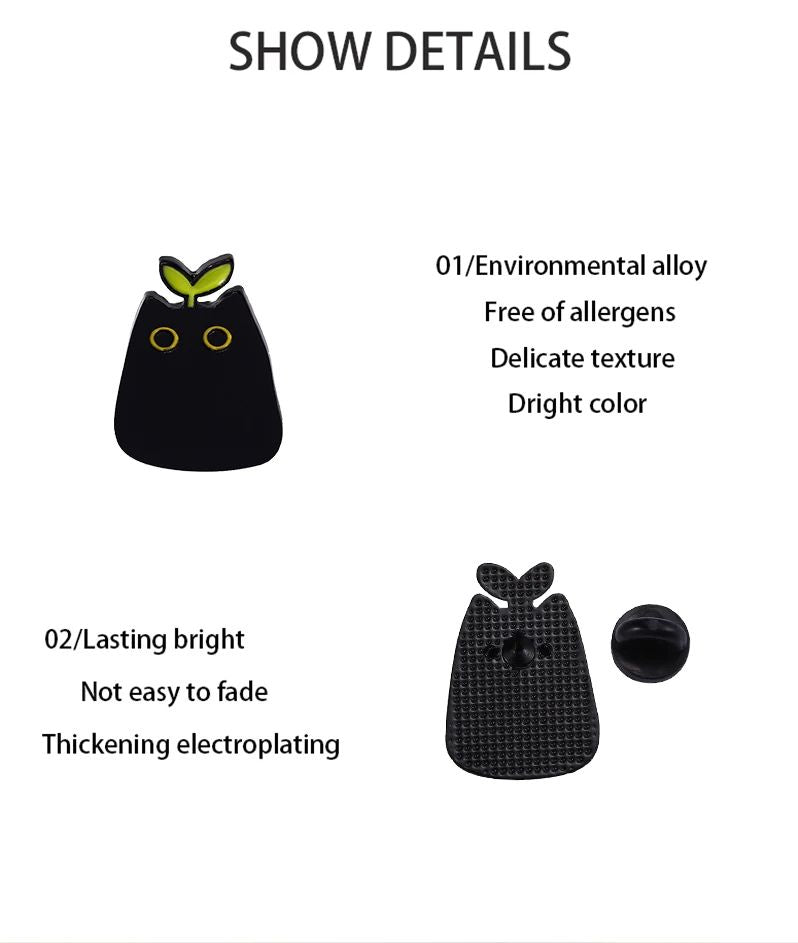 Cartoon Cute Black Cat Shape Enamel Brooch Metal Animal Badge Pin Jewelry For Kids Punk Style Fashi 1