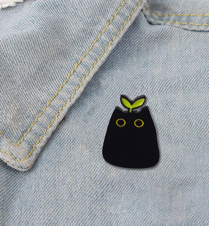 Cartoon Cute Black Cat Shape Enamel Brooch, Metal Animal Badge Pin Jewelry for Kids, Punk Style Fashion Small Gift