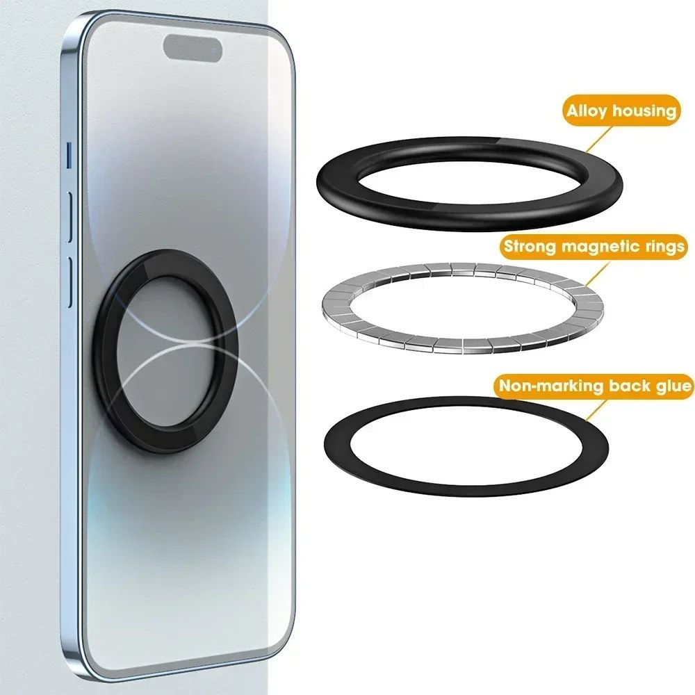 Universal MagSafe Magnetic Ring Holder With Adhesive Strong Magnet Cellphone Wall Mount  Stand Comp 1