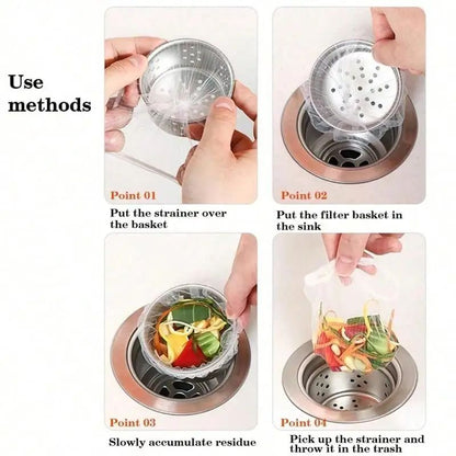 Disposable Kitchen Sink Filter Mesh Bags AntiBlocking Sewer Drain Strainer Net For Food Waste  Hair 3